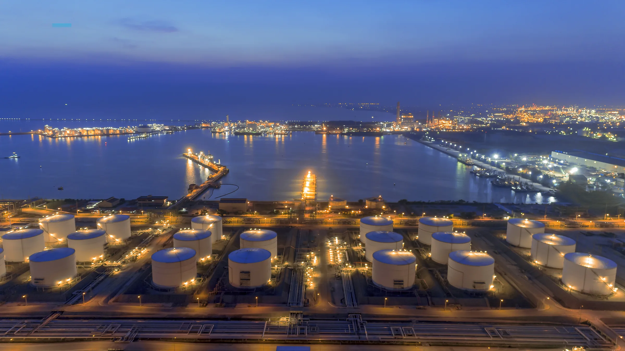 BRABUS petrochemical storage facility at night